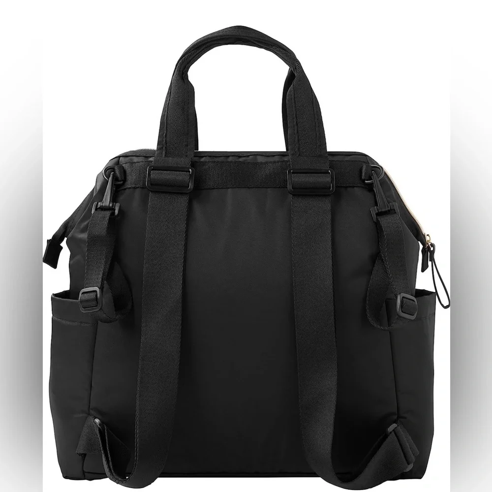 Skip Hop Diaper Bag Backpack: Mainframe Large Capacity, Black with Gold Trim
